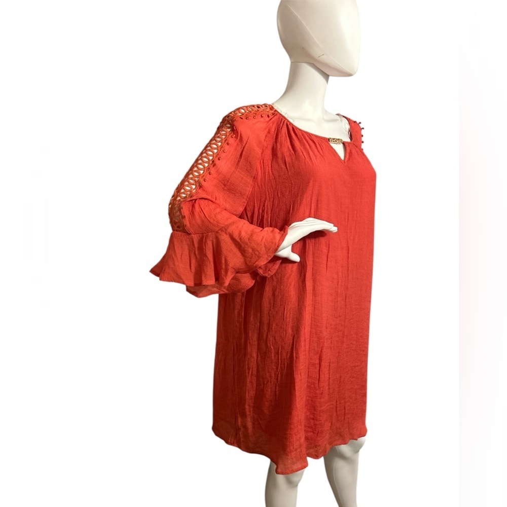 Indigo Rose Lacey Sleeve
Boho Dress 3X 
Green Lined Knee Length
NWTS​